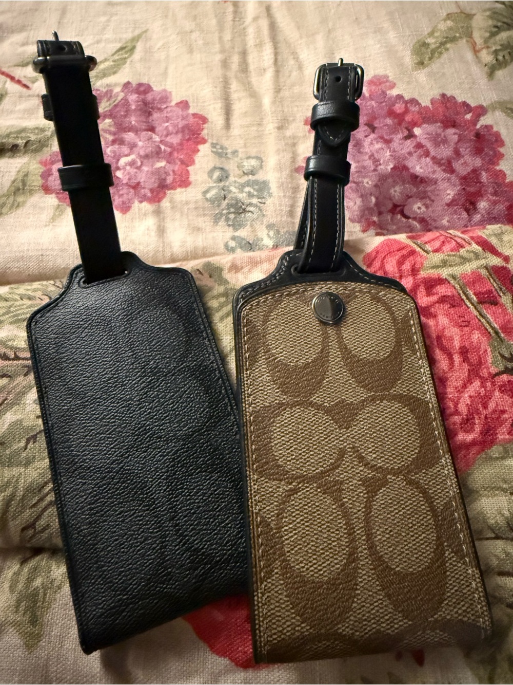 Coach Signature Canvas and Black Leather Luggage Tag Set.    New!!!